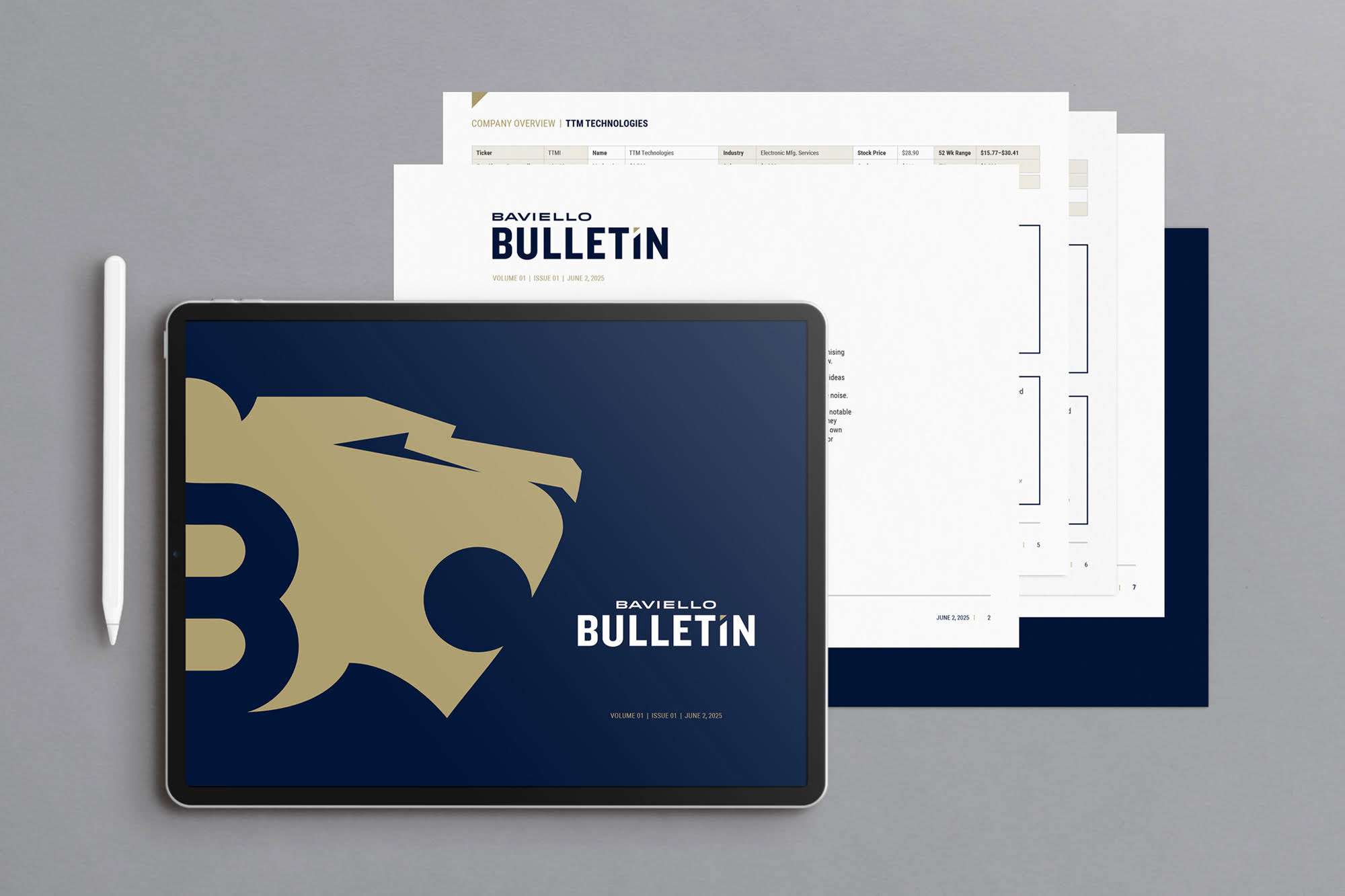 mockup of baviello bulletin